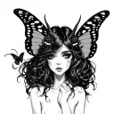 butterfly demon girl tattoo design idea