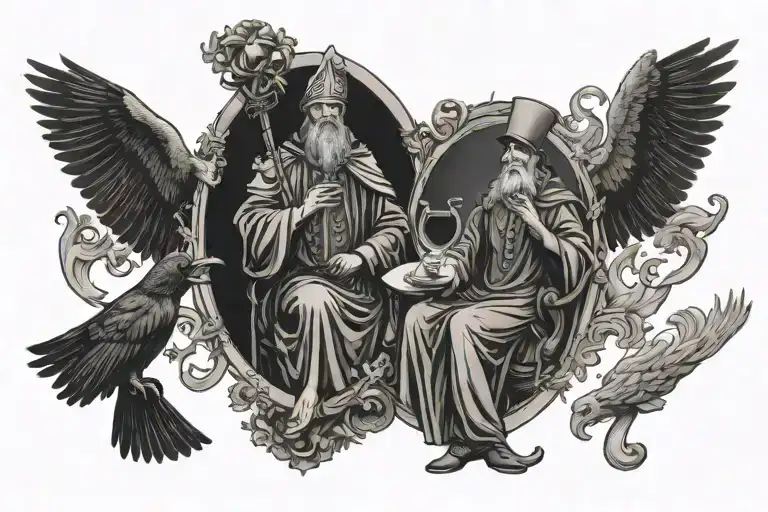 magician, high priestess, hermit, temperance tarot cards tattoo design idea