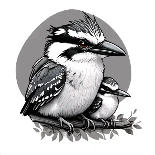 a cute kookaburra and baby kookaburra sitting together (resembles my baby and nana) tattoo design idea
