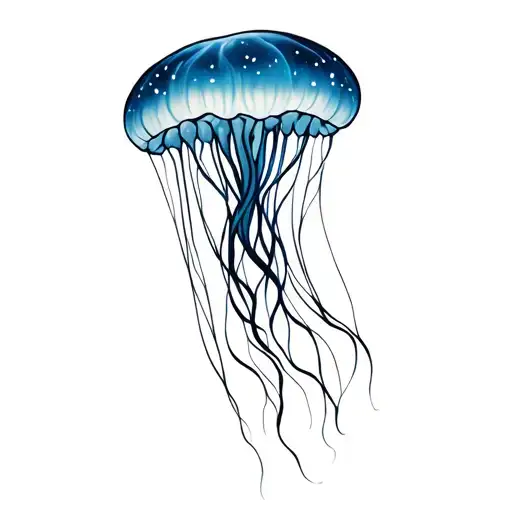 moon jellyfish tattoo design idea