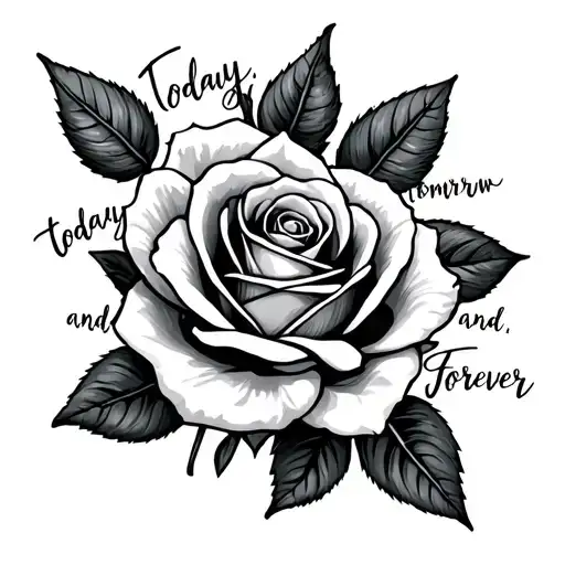 roses that say "today, tomorrow, and forever" tattoo design idea