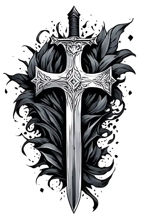 cross that turns into a sword tattoo tattoo design idea