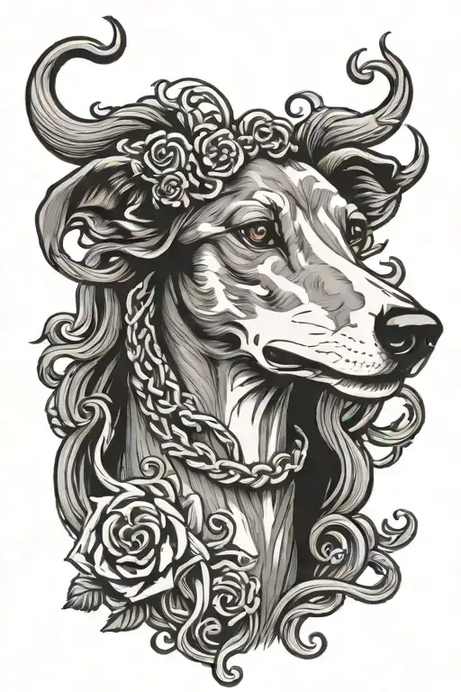 medusa inspired greyhound tattoo design idea