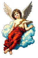 Cherub lying on a cloud tattoo design idea