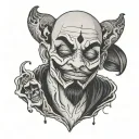 sad face man holding happy face mask looking down tattoo design idea