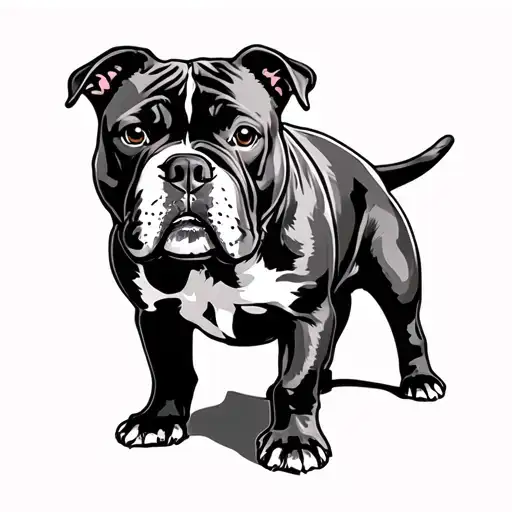 fine line silhouette only American bully dog tattoo design idea