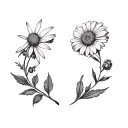 aster, marigold and Hawthorne birth flower tattoo  tattoo design idea