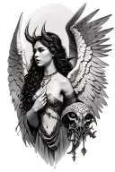 angel and demon slayer tattoo design idea