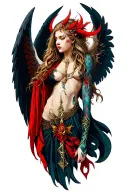 angel and demon slayer tattoo design idea