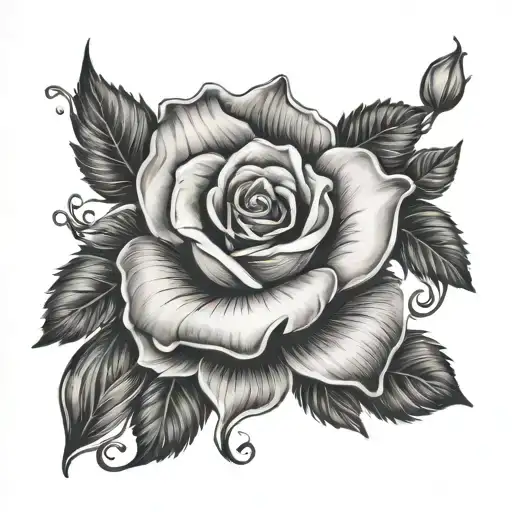 Name "Isla Rose Evelyn" with Rose flower tattoo design idea