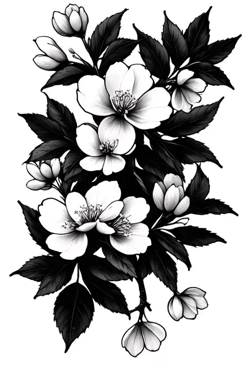 cherry blossom branch tattoo design idea