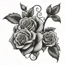 Roses and Scroll tattoo design idea