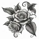 Roses and Scroll tattoo design idea