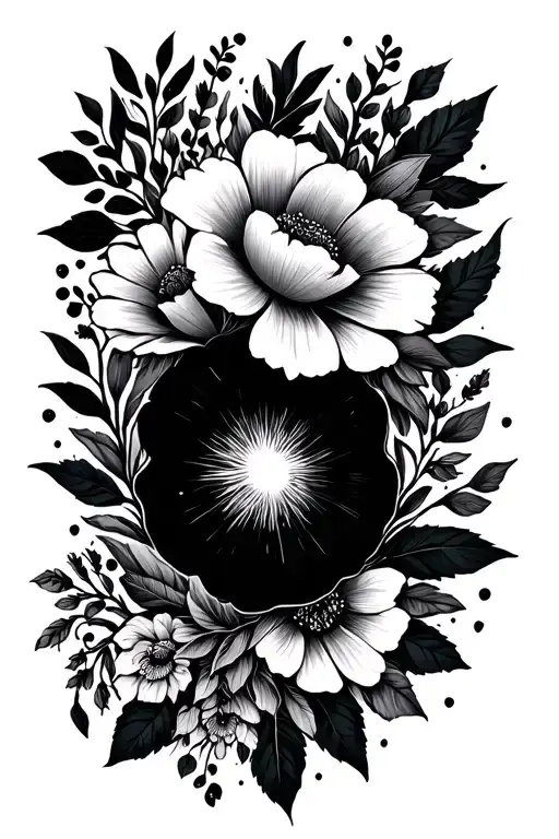 earthy and floral with boho patterns  tattoo design idea
