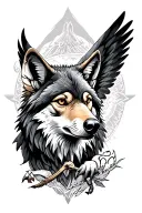 wolf and eagle   tattoo design idea