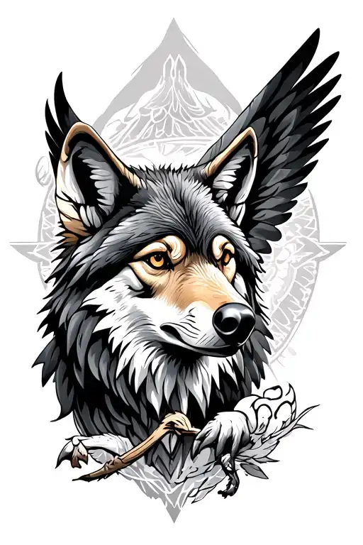 wolf and eagle   tattoo design idea