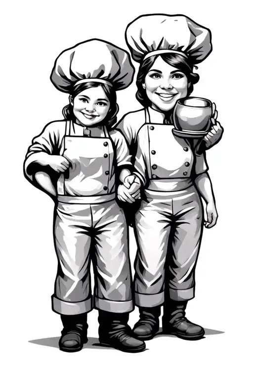 Chef family holding hands tattoo design idea