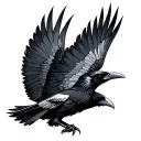 Raven flying tattoo design idea
