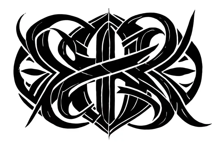 blend two names intertwined tribal style tattoo Caspian Emilio Orsini and Carlos Emilio Orsini tattoo design idea