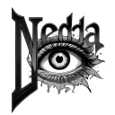 The combination of the name Neda and eye inside tattoo design idea