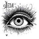 The combination of the name Neda and eye inside tattoo design idea