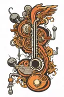 drum machine bass clef microphone intertwined tattoo design idea