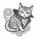 Black and white cat with a Merlin the Wizard hat tattoo design idea