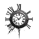 Broken Roman Numeral Clock tattoo design idea