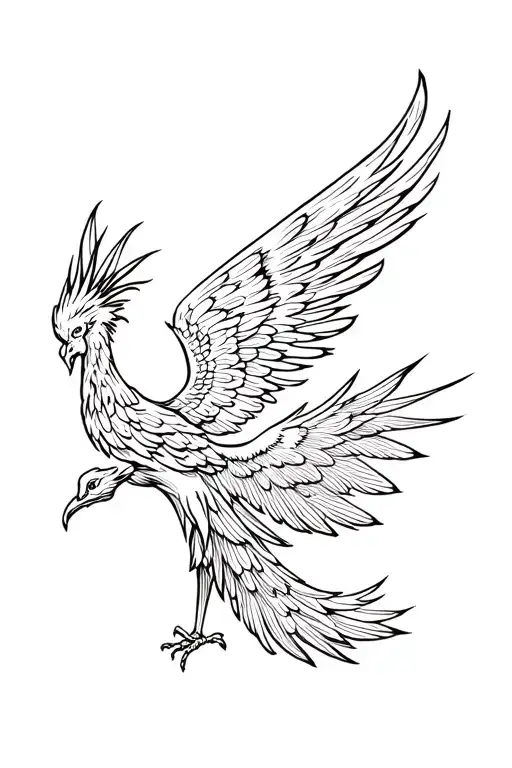 phoenix with outstretched wings holding in its tattoo design idea
