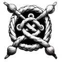 create a small tattoo with 4 maritime knots. for 4 people who work together in a black and grey style.  tattoo design idea