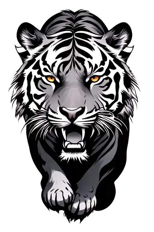 ox style tiger emerging tattoo design idea