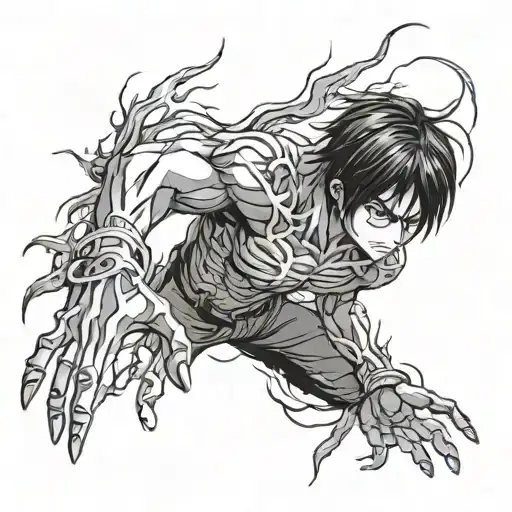 eren yeager final form hands style color tattoo design idea