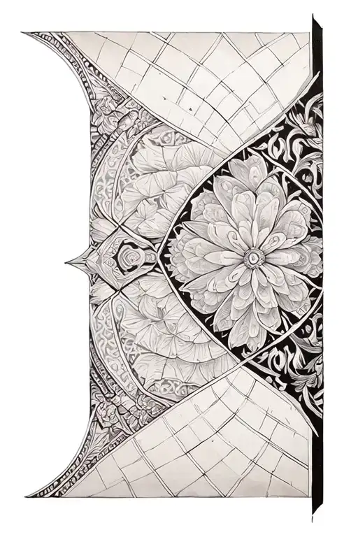 microrealism geometry patterns Renaissance painting featuring tattoo design idea