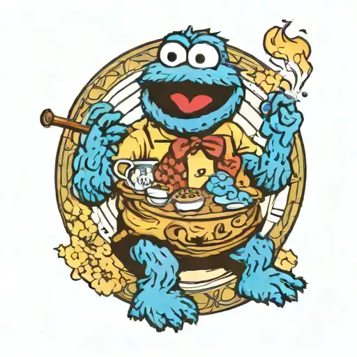 John Watson with yummy cookie monster smoking tattoo design idea