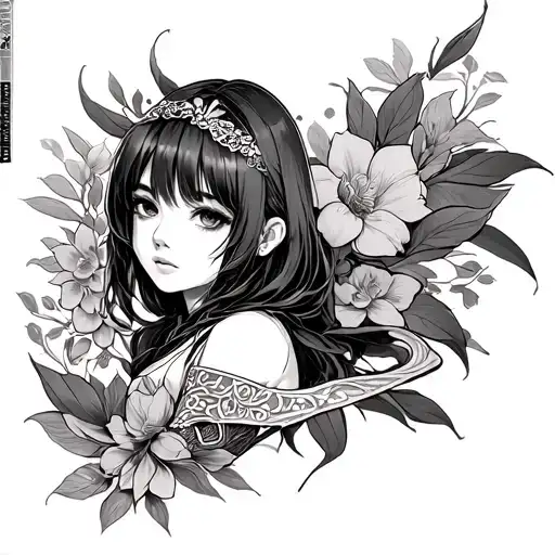 half sleeve anime  tattoo design idea