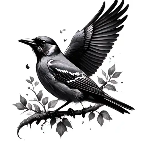 mockingbird blended with crow tattoo design idea