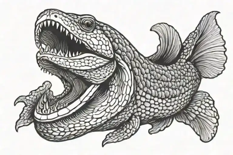 moray eel with mouth open tattoo design idea