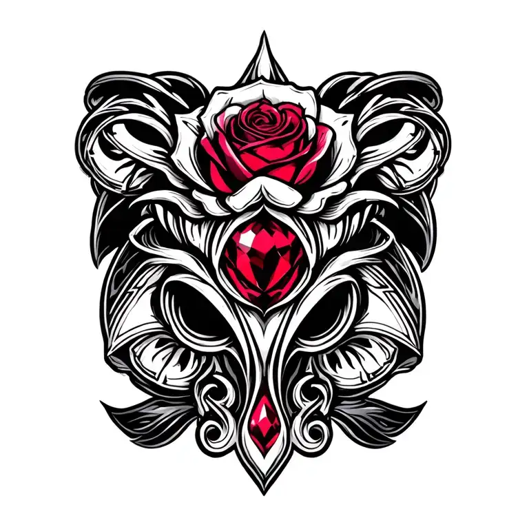 rose red ruby, tribal, jewelry, band tattoo design idea
