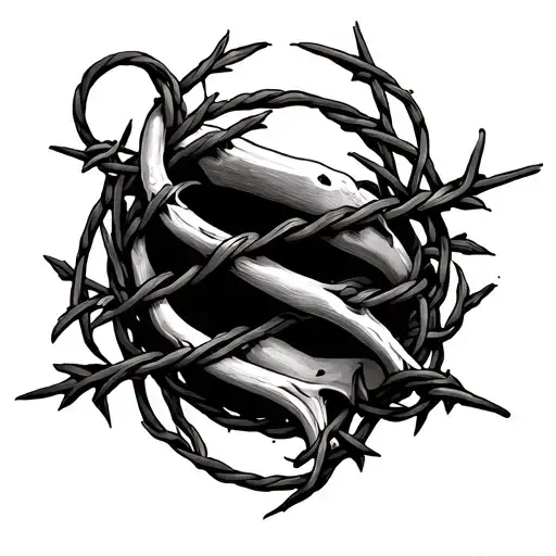 Collar bone tattoo twisted barbed wire and vines tattoo design idea