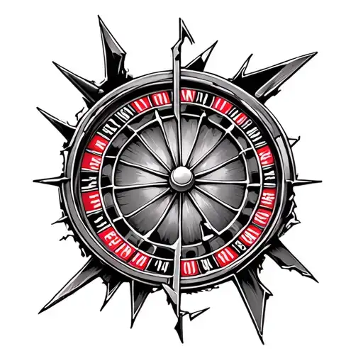 Broken roulette wheel surrounded tattoo design idea