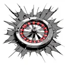 Broken roulette wheel surrounded tattoo design idea