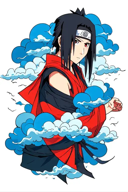 itachi tattoo design  w color and the akatsuki clouds tattoo design idea