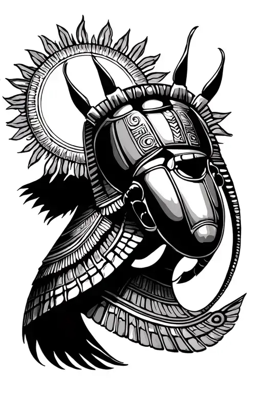 detailed Egyptian scarab holding the sun tattoo design idea