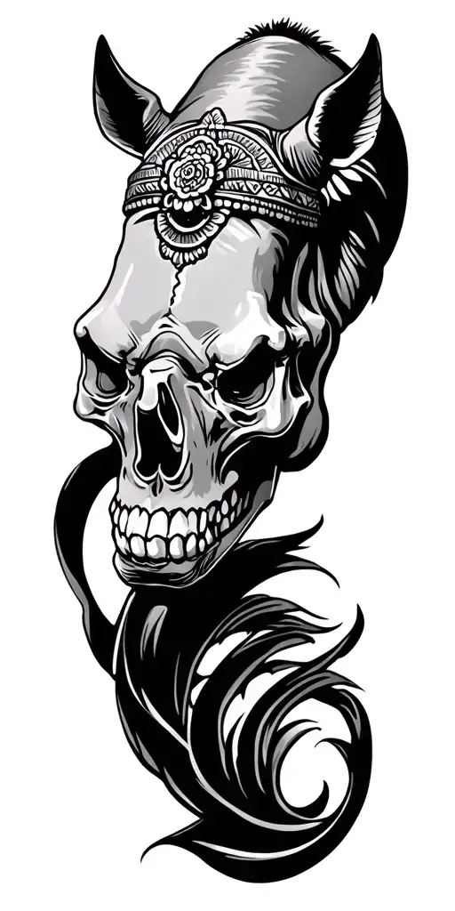 Mexican skull with rhino head tattoo design idea