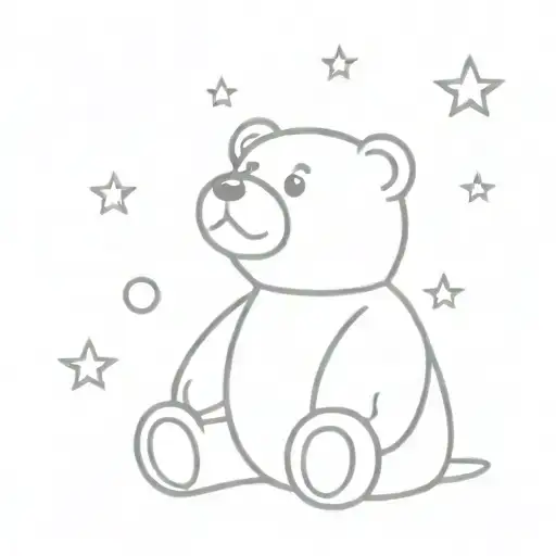a teddy bear sitting looking up at the sky tattoo design idea