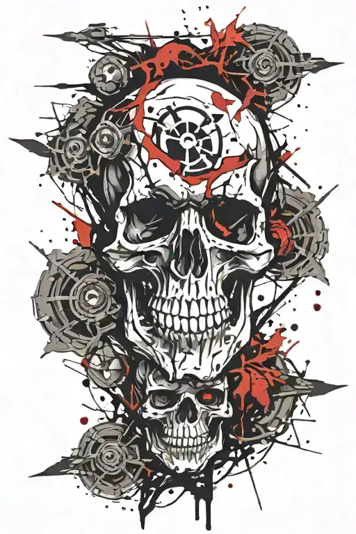skull and rock art tattoo tattoo design idea