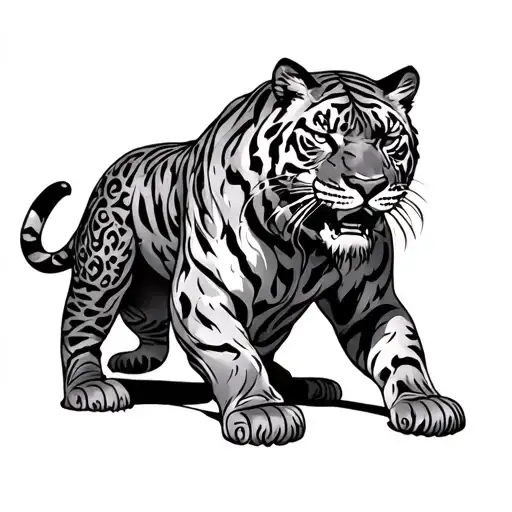 battle royal back piece already have a tige and panter tattoo design idea