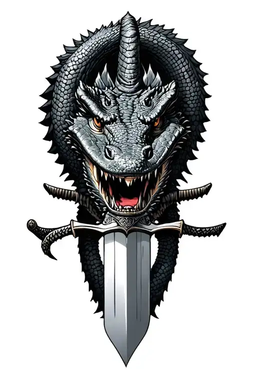 alligator samurai sword tattoo design idea