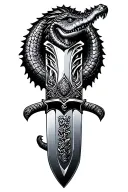 alligator samurai sword tattoo design idea