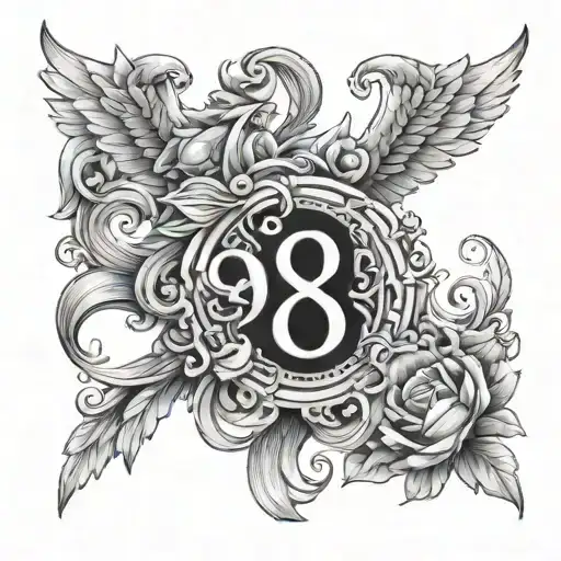 888 angel number tattoo design idea